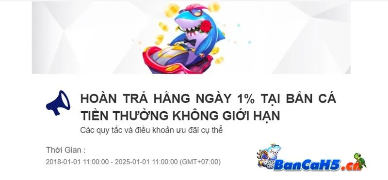 Khuyến mãi bắn cá 8xbet: Hoàn trả hằng ngày 1% không giới hạn